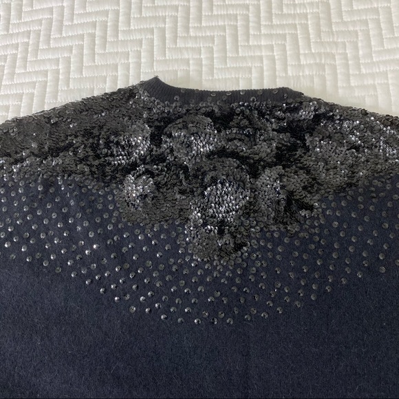 Vintage The May Co rare angora blend black sequined cardigan sweater jacket - Picture 11 of 13